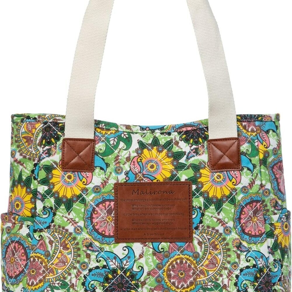 Women Canvas Tote Bag, Zipper Casual Tote's Handbag Large Capacity Shoulder Bag